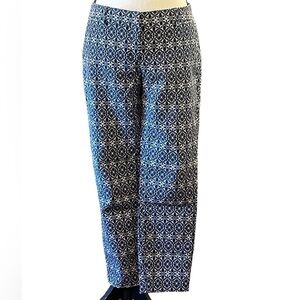 Katherine Barclay Montreal Womens Pants Size 4 Blue White Paisley